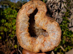 Polished and Natural Agate with Crystalline Geode Centres x 2 From Maintirano, Madagascar - Toprock Gemstones and Minerals 