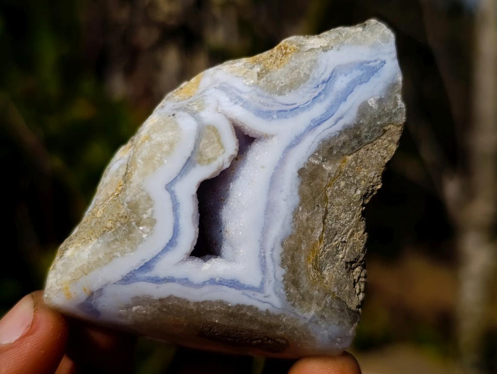 Polished One Side Blue Lace Agate Geodes x 12 From Nsanje, Malawi - Toprock Gemstones and Minerals 
