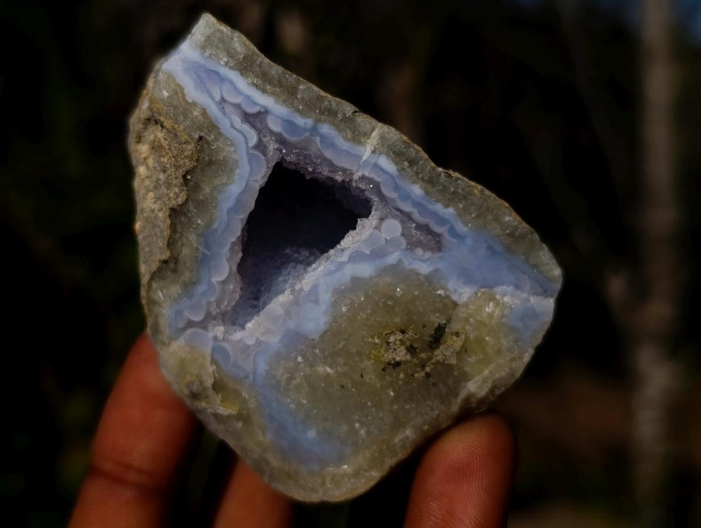 Polished One Side Blue Lace Agate Geodes x 12 From Nsanje, Malawi - Toprock Gemstones and Minerals 