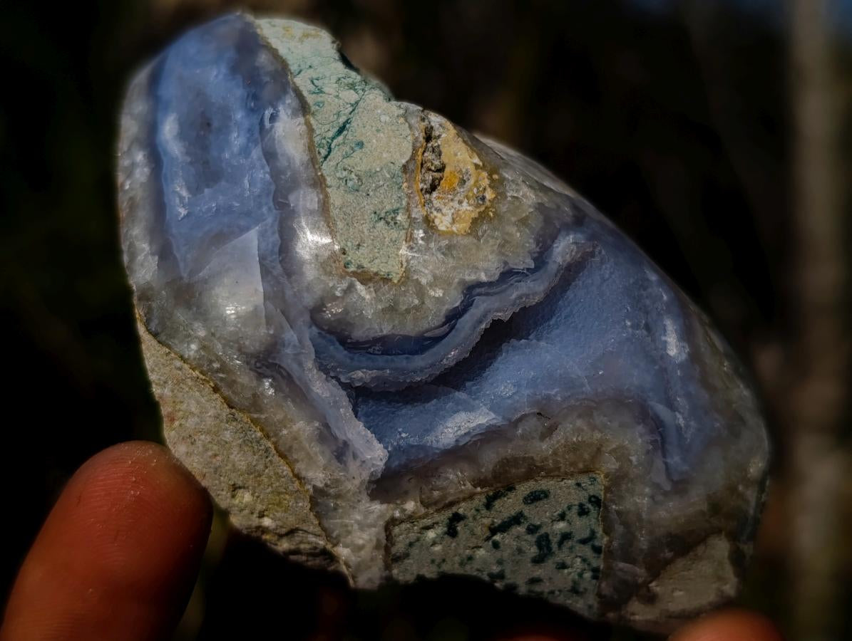 Polished One Side Blue Lace Agate Geodes x 12 From Nsanje, Malawi - Toprock Gemstones and Minerals 