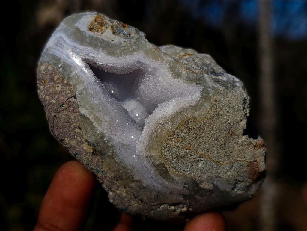 Polished One Side Blue Lace Agate Geodes x 12 From Nsanje, Malawi - Toprock Gemstones and Minerals 