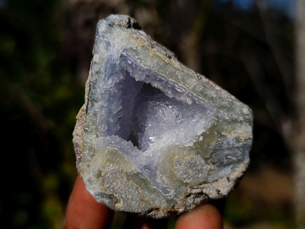 Polished One Side Blue Lace Agate Geodes x 12 From Nsanje, Malawi - Toprock Gemstones and Minerals 