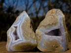 Polished One Side Blue Lace Agate Geodes x 12 From Nsanje, Malawi - Toprock Gemstones and Minerals 