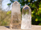 Polished Clear and Smokey Quartz Crystals x 12 From Madagascar - Toprock Gemstones and Minerals 