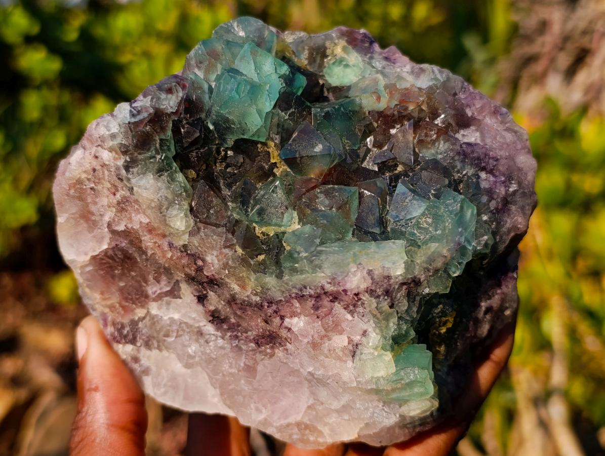 Natural Dark Green and Purple Cubic Fluorite Specimens x 2 From Okorusu Mine, Namibia - Toprock Gemstones and Minerals 