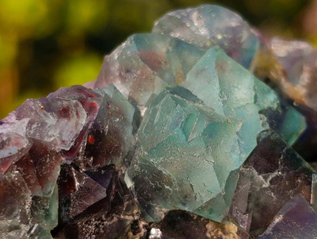 Natural Dark Green and Purple Cubic Fluorite Specimens x 2 From Okorusu Mine, Namibia - Toprock Gemstones and Minerals 