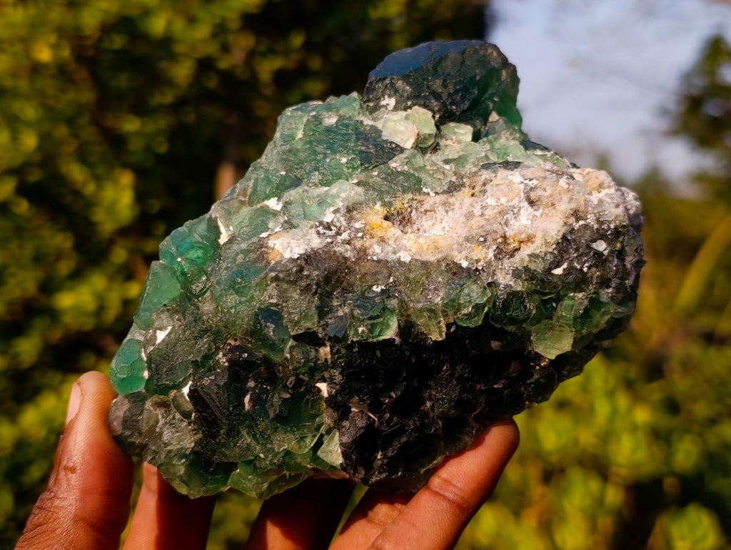 Natural Dark Green and Purple Cubic Fluorite Specimens x 2 From Okorusu Mine, Namibia - Toprock Gemstones and Minerals 