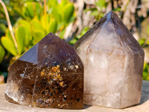 Polished Dark Smokey Quartz Crystals x 2 From Madagascar - Toprock Gemstones and Minerals 