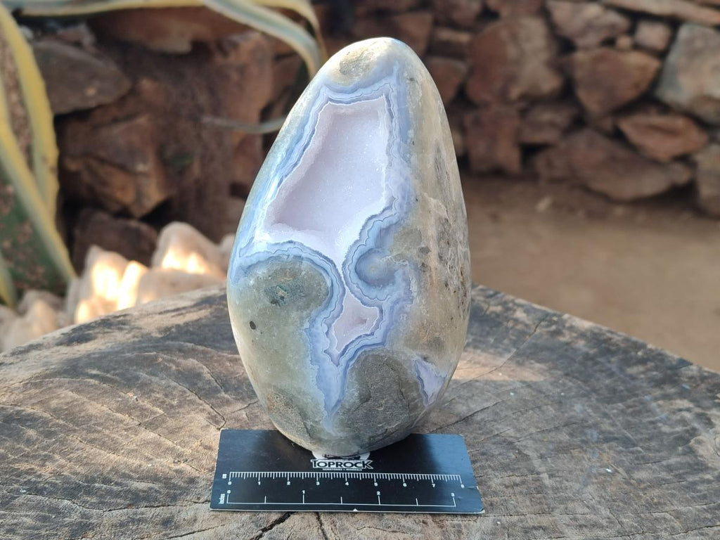Polished Large Blue Lace Agate Standing Display Piece x 1 From Nsanje, Malawi - Toprock Gemstones and Minerals 