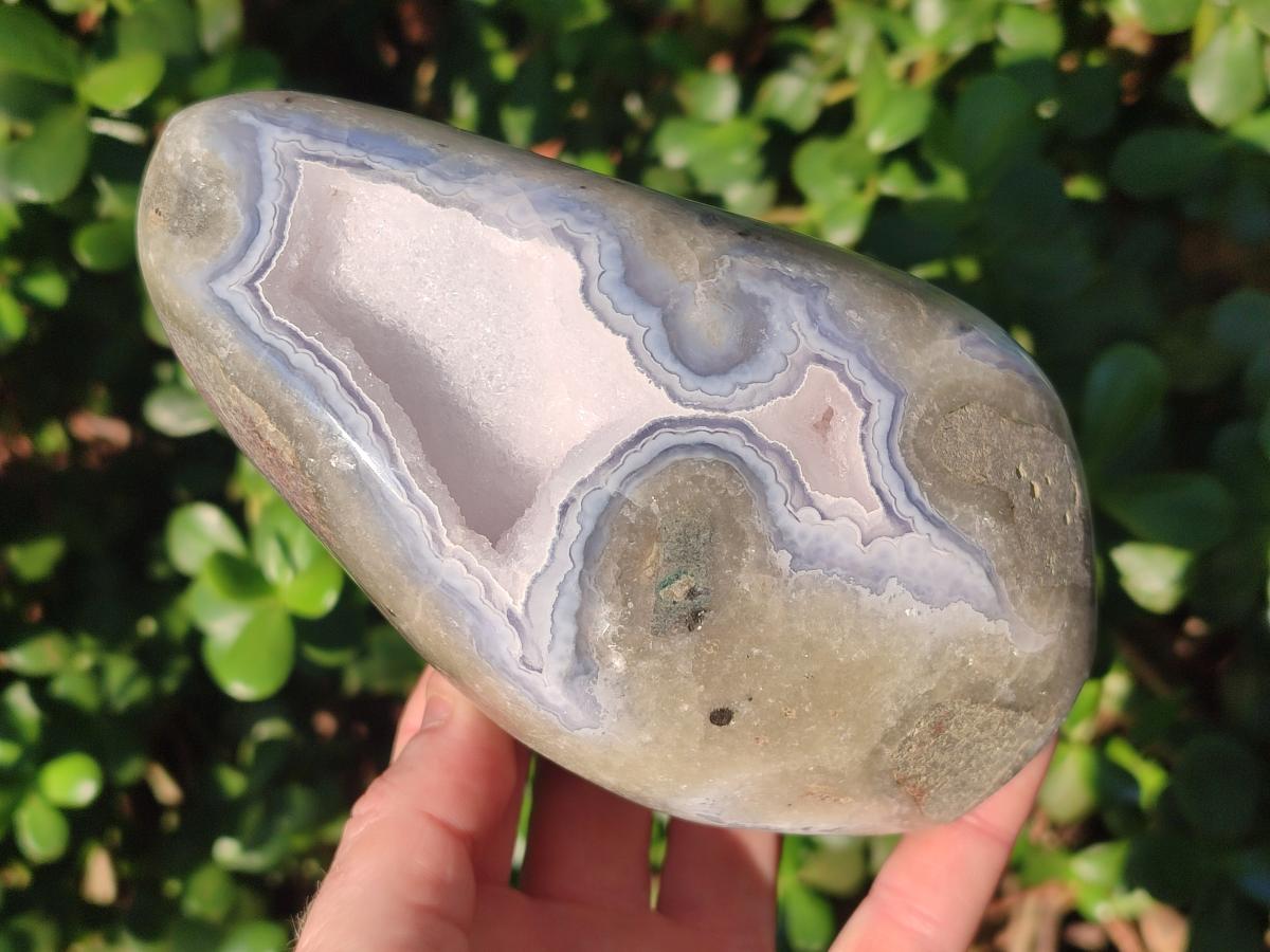 Polished Large Blue Lace Agate Standing Display Piece x 1 From Nsanje, Malawi - Toprock Gemstones and Minerals 
