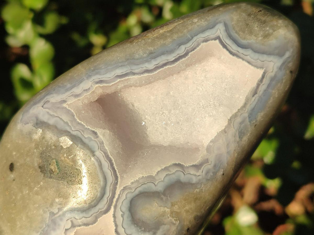 Polished Large Blue Lace Agate Standing Display Piece x 1 From Nsanje, Malawi - Toprock Gemstones and Minerals 