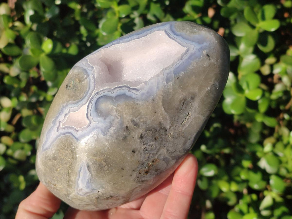 Polished Large Blue Lace Agate Standing Display Piece x 1 From Nsanje, Malawi - Toprock Gemstones and Minerals 