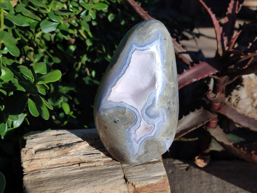 Polished Large Blue Lace Agate Standing Display Piece x 1 From Nsanje, Malawi - Toprock Gemstones and Minerals 