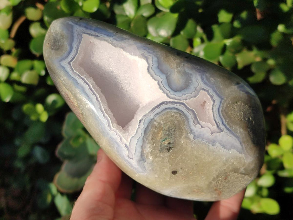 Polished Large Blue Lace Agate Standing Display Piece x 1 From Nsanje, Malawi - Toprock Gemstones and Minerals 