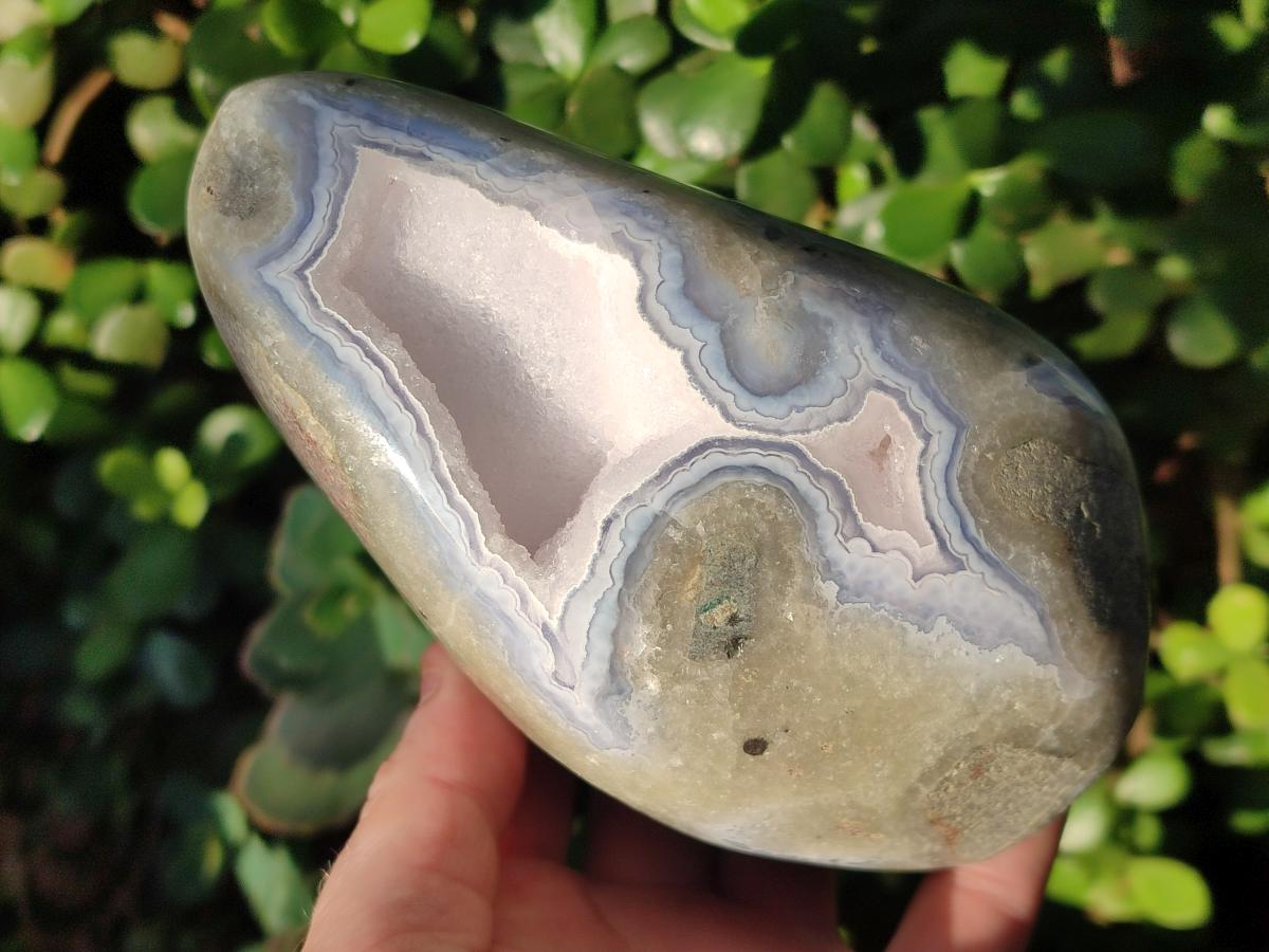 Polished Large Blue Lace Agate Standing Display Piece x 1 From Nsanje, Malawi - Toprock Gemstones and Minerals 
