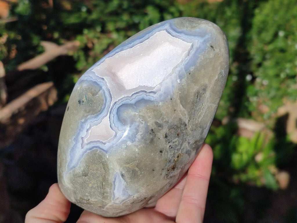 Polished Large Blue Lace Agate Standing Display Piece x 1 From Nsanje, Malawi - Toprock Gemstones and Minerals 