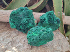 Natural Silky Malachite Specimens x 3 From Kasompe, Congo - Toprock Gemstones and Minerals 
