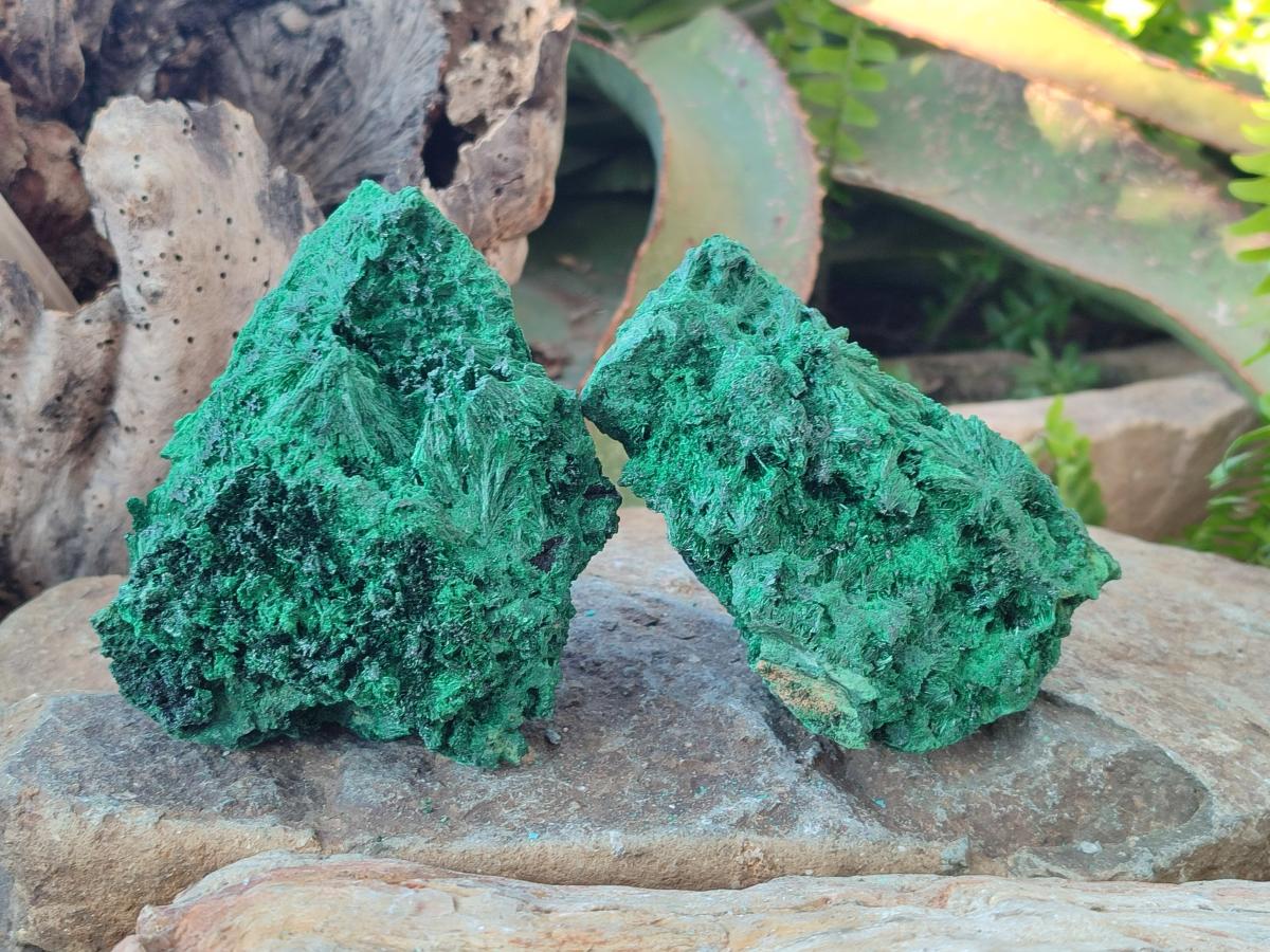 Natural Silky Malachite Specimens x 3 From Kasompe, Congo - Toprock Gemstones and Minerals 