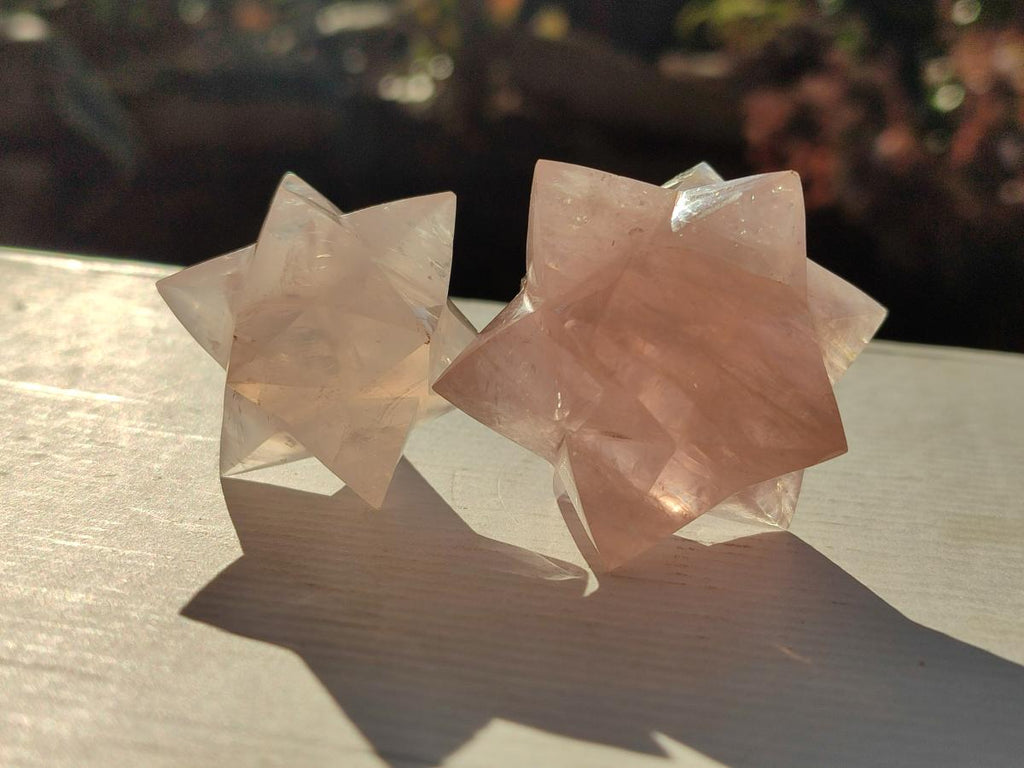 Hand Made Gemmy Rose Quartz Merkabahs x 3 From Madagascar - Toprock Gemstones and Minerals 