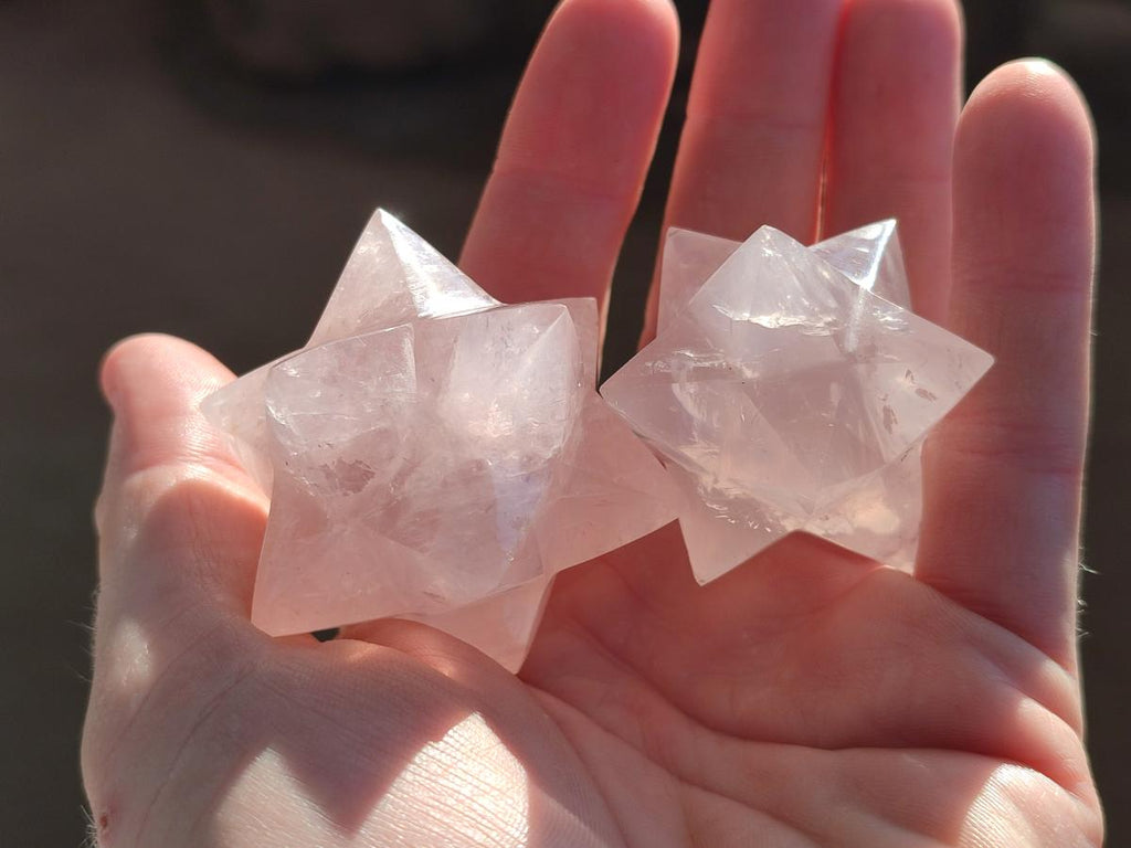 Hand Made Gemmy Rose Quartz Merkabahs x 3 From Madagascar - Toprock Gemstones and Minerals 