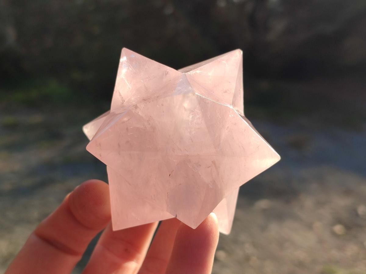 Hand Made Gemmy Rose Quartz Merkabahs x 3 From Madagascar - Toprock Gemstones and Minerals 