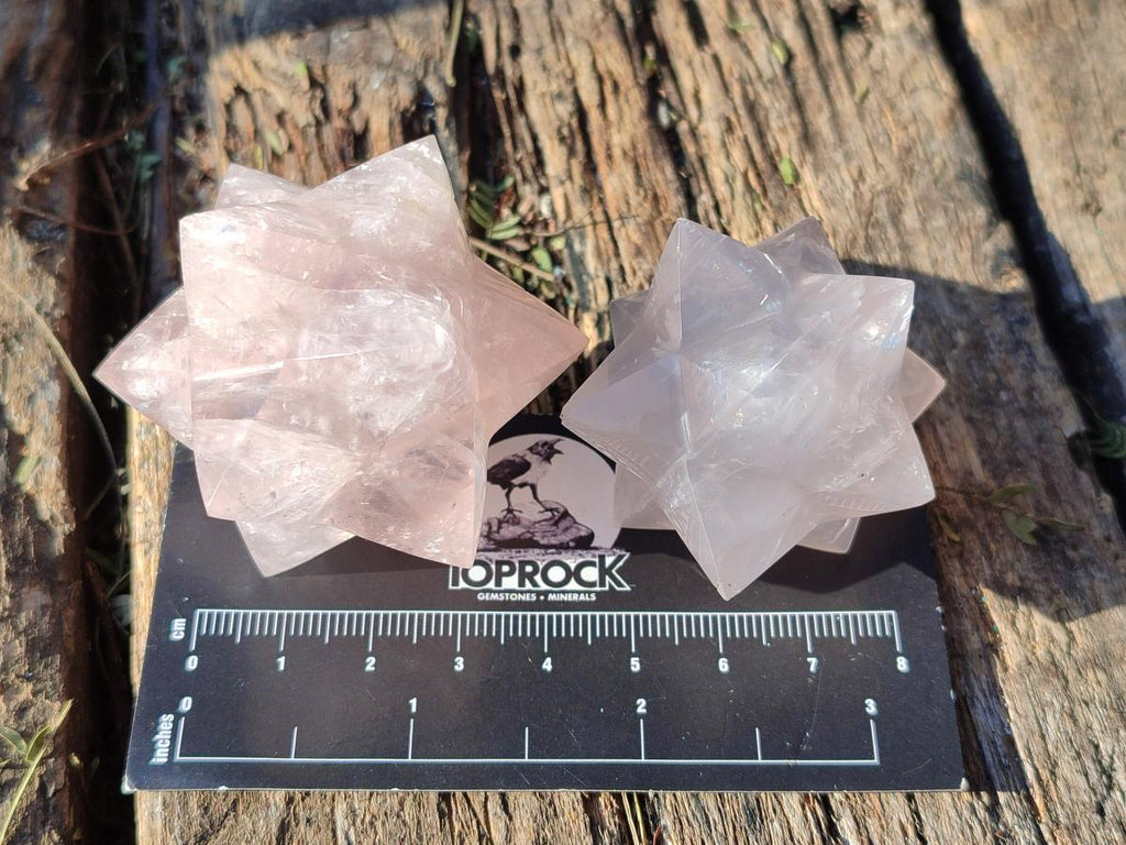 Hand Made Gemmy Rose Quartz Merkabahs x 3 From Madagascar - Toprock Gemstones and Minerals 