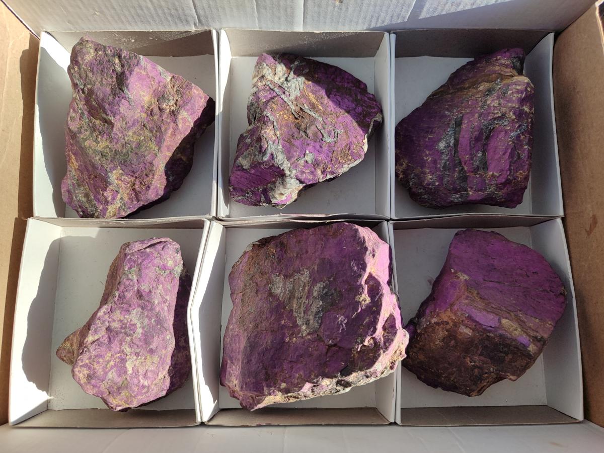 Natural Metallic Cobbed Purpurite Specimens x 6 From Erongo, Namibia - Toprock Gemstones and Minerals 