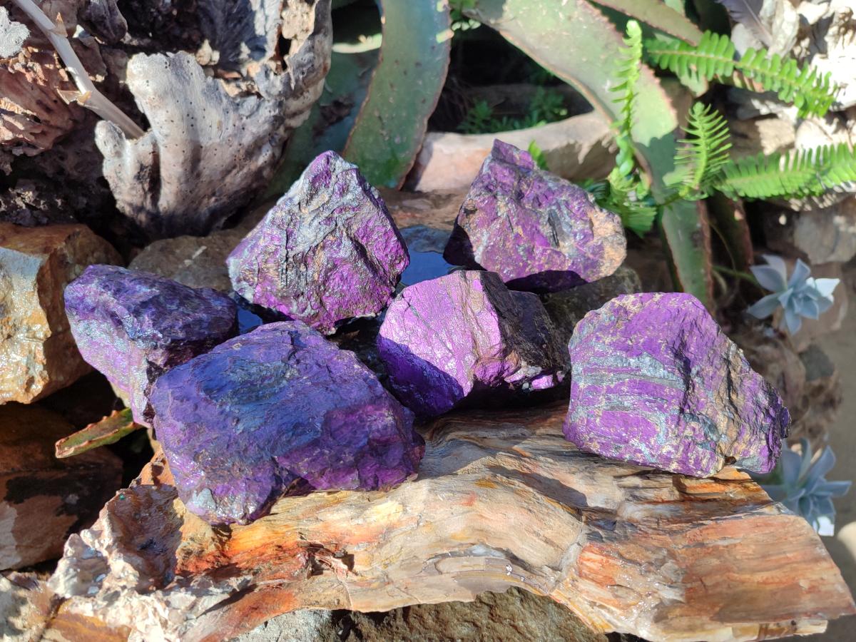 Natural Metallic Cobbed Purpurite Specimens x 6 From Erongo, Namibia - Toprock Gemstones and Minerals 