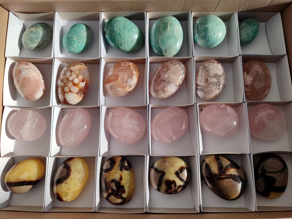 Polished and Natural Mixed Multi Mineral Galets x 24 From Madagascar - Toprock Gemstones and Minerals 