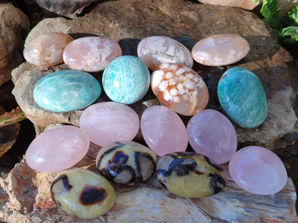 Polished and Natural Mixed Multi Mineral Galets x 24 From Madagascar - Toprock Gemstones and Minerals 
