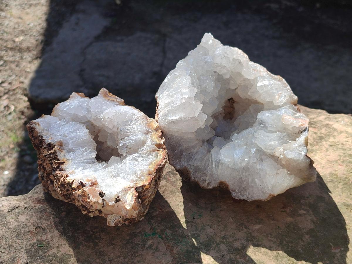Natural Crystalline Agate Geodes x 2 From Maintirano, Madagascar - Toprock Gemstones and Minerals 