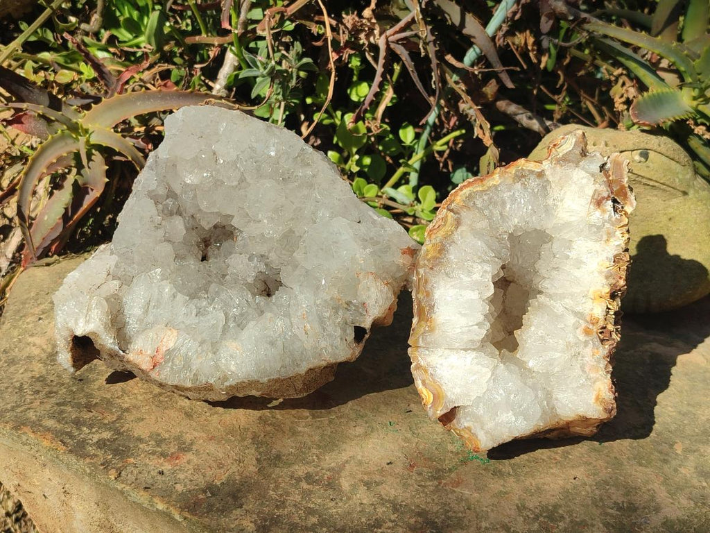 Natural Crystalline Agate Geodes x 2 From Maintirano, Madagascar - Toprock Gemstones and Minerals 