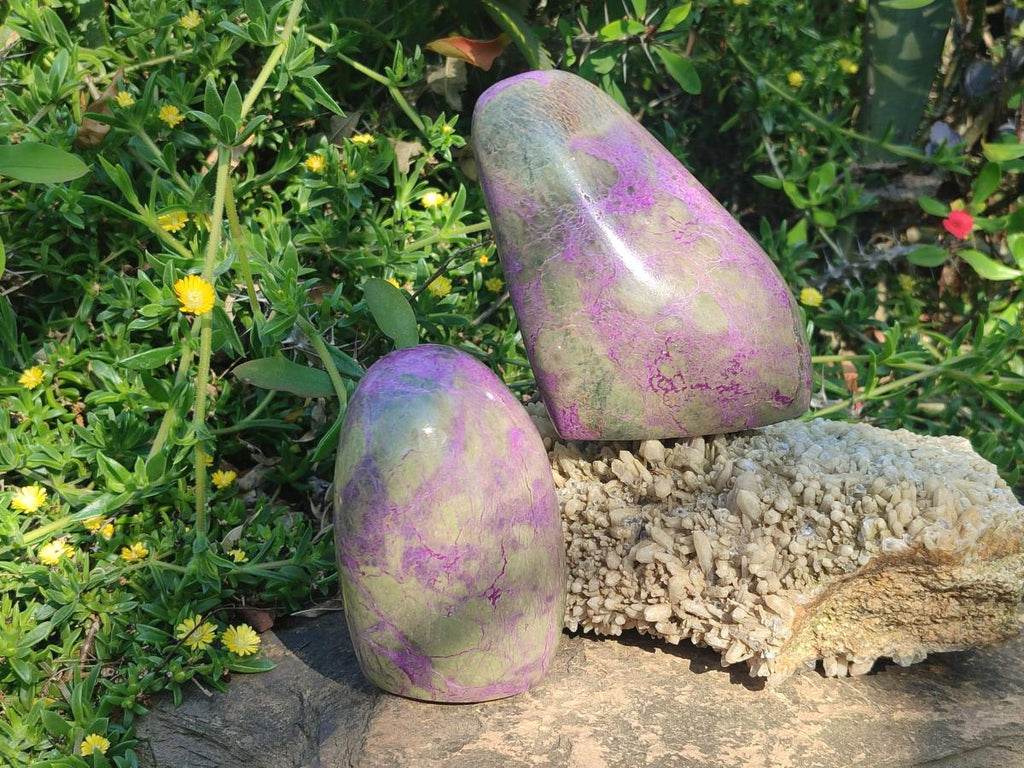 Polished Stichtite Standing Display Pieces x 2 From Barberton, South Africa - Toprock Gemstones and Minerals 