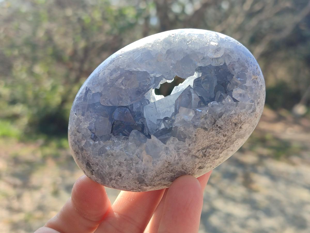 Polished and Natural Blue Celestite Free Forms x 6 From Sakoany, Madagascar - Toprock Gemstones and Minerals 