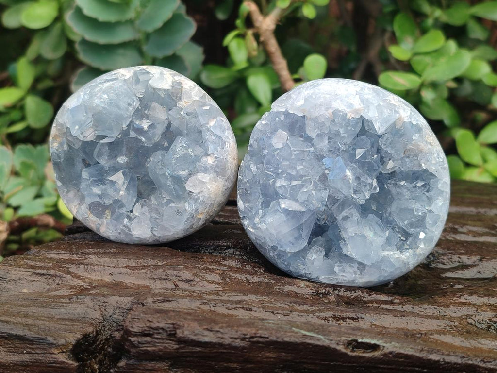 Polished and Natural Blue Celestite Free Forms x 6 From Sakoany, Madagascar - Toprock Gemstones and Minerals 