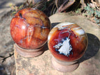 Polished Carnelian Agate Gemstone Spheres x 2 From Madagascar - Toprock Gemstones and Minerals 