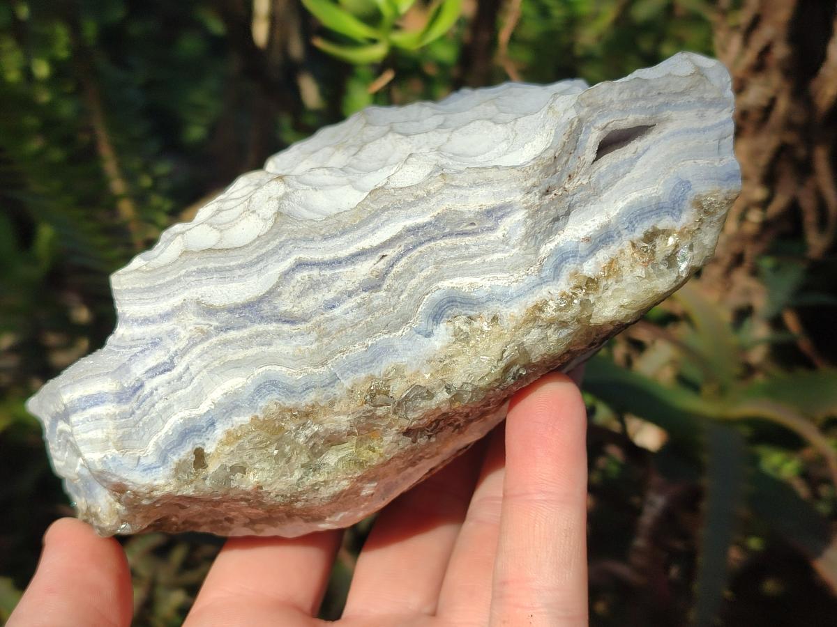 Natural Blue Lace Agate Specimens with Calcite x 3 From Namibia - Toprock Gemstones and Minerals 