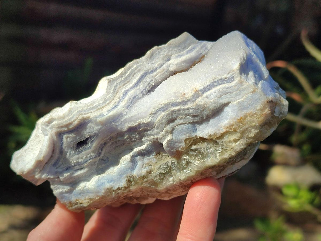 Natural Blue Lace Agate Specimens with Calcite x 3 From Namibia - Toprock Gemstones and Minerals 