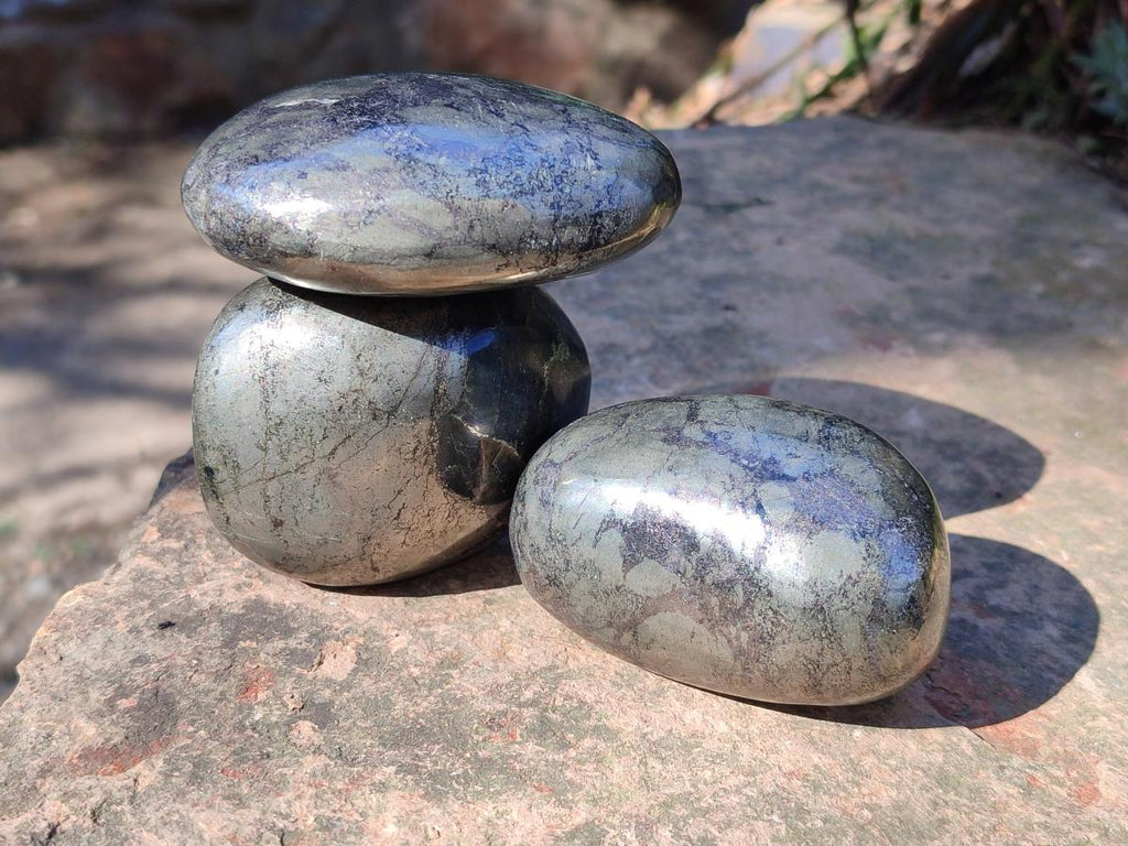 Polished Basalt Pharaoh Stone Galets x 4 From Iron Duke Mine, Zimbabwe - Toprock Gemstones and Minerals 