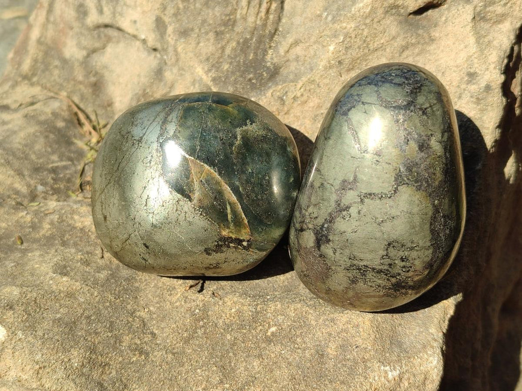 Polished Basalt Pharaoh Stone Galets x 4 From Iron Duke Mine, Zimbabwe - Toprock Gemstones and Minerals 