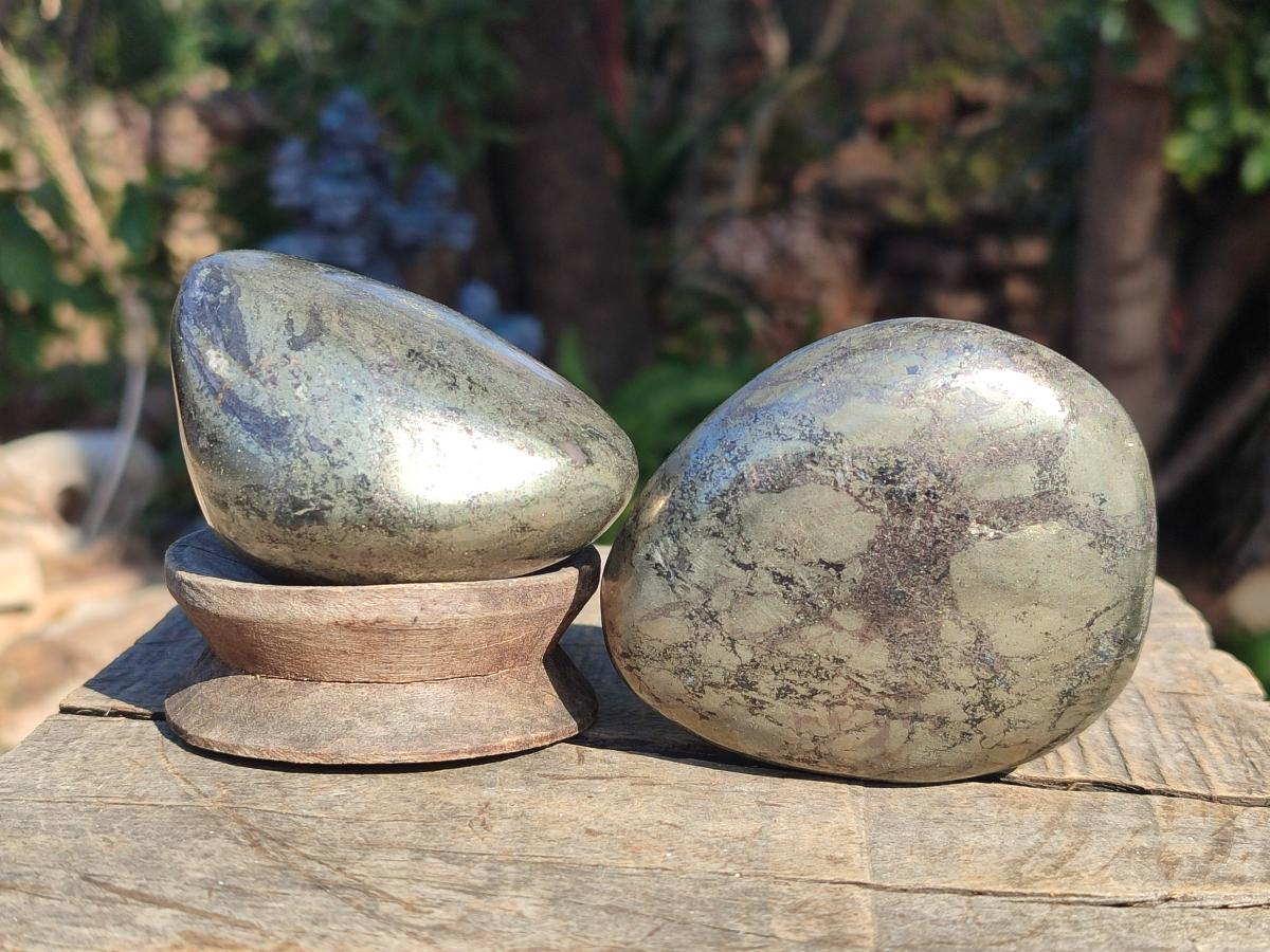 Polished Basalt Pharaoh Stone Galets x 4 From Iron Duke Mine, Zimbabwe - Toprock Gemstones and Minerals 
