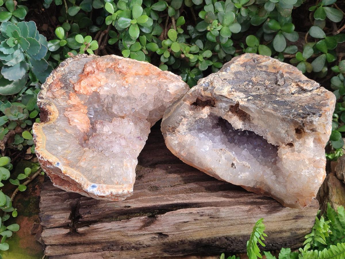 Natural XL Crystalline Agate Geode Specimens x 2 From Maintirano, Madagascar - Toprock Gemstones and Minerals 