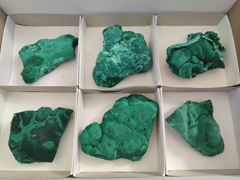 Natural Botryoidal Malachite Specimens x 6 From Congo - Toprock Gemstones and Minerals 
