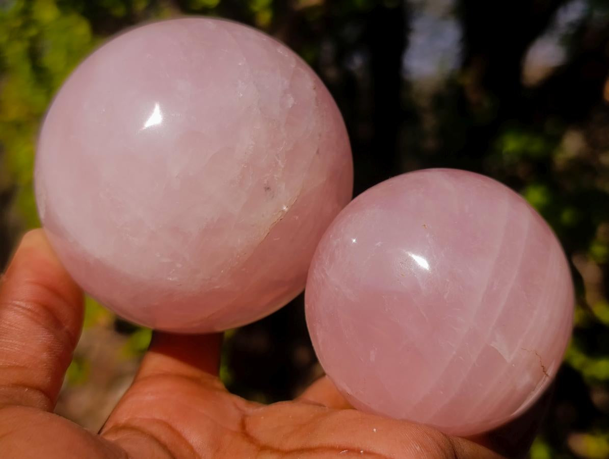 Polished Gemmy Star Rose Quartz Spheres x 5 From Madagascar - Toprock Gemstones and Minerals 