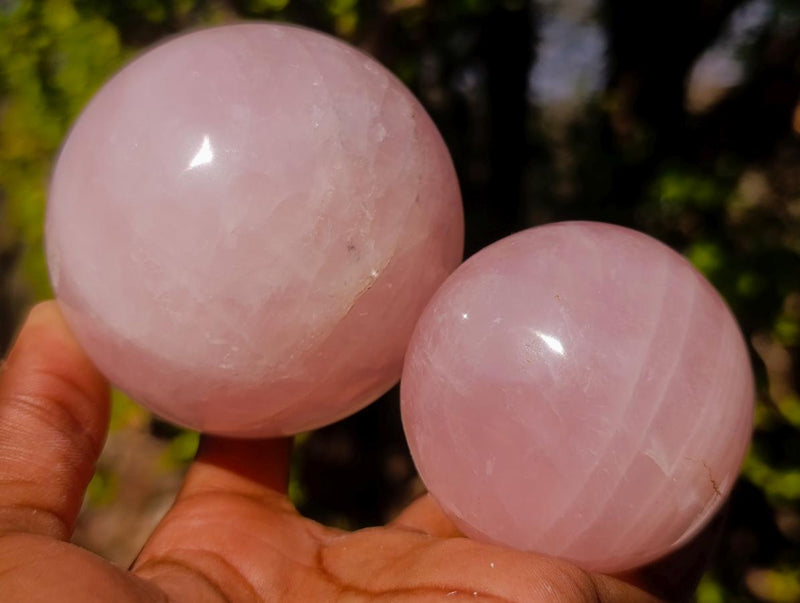 Polished Gemmy Star Rose Quartz Spheres x 5 From Madagascar - Toprock Gemstones and Minerals 