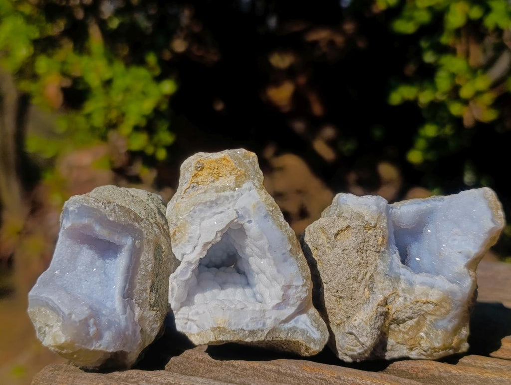 Natural Blue Lace Agate Geode Specimens x 21 From Nsanje, Malawi - Toprock Gemstones and Minerals 