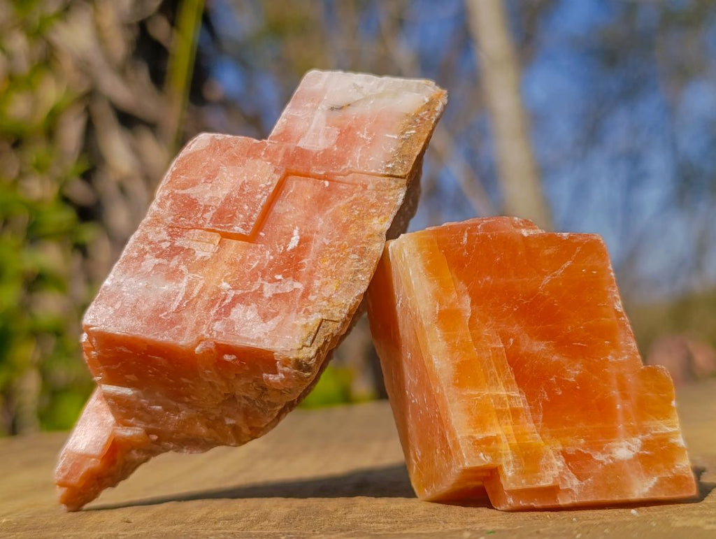 Natural Rhombohedral Sunset Orange Calcite Specimens x 24 From Spitzkop, Namibia - Toprock Gemstones and Minerals 