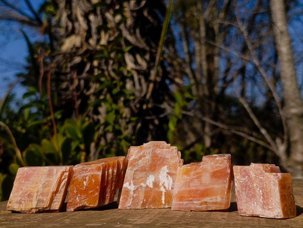 Natural Rhombohedral Sunset Orange Calcite Specimens x 24 From Spitzkop, Namibia - Toprock Gemstones and Minerals 
