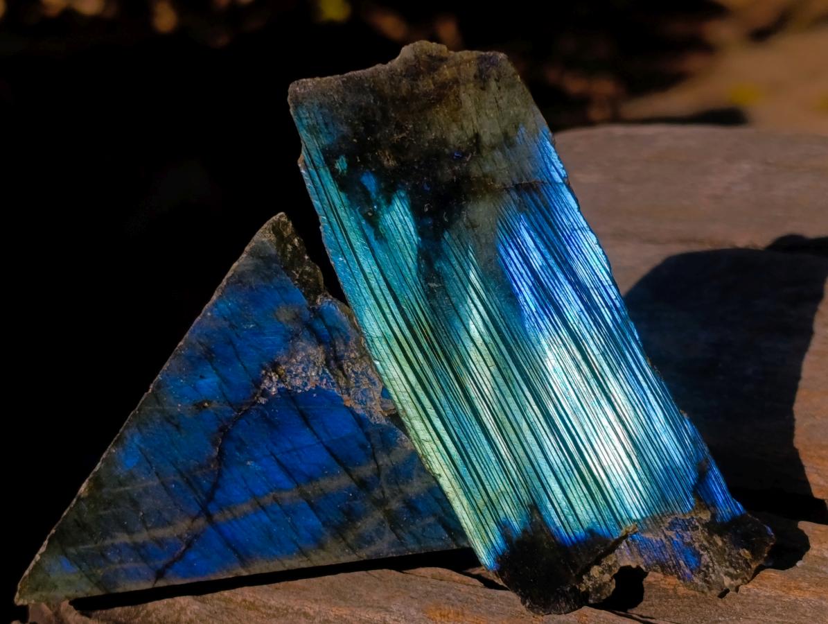 Polished One Side Labradorite Slices x 24 From Madagascar - Toprock Gemstones and Minerals 