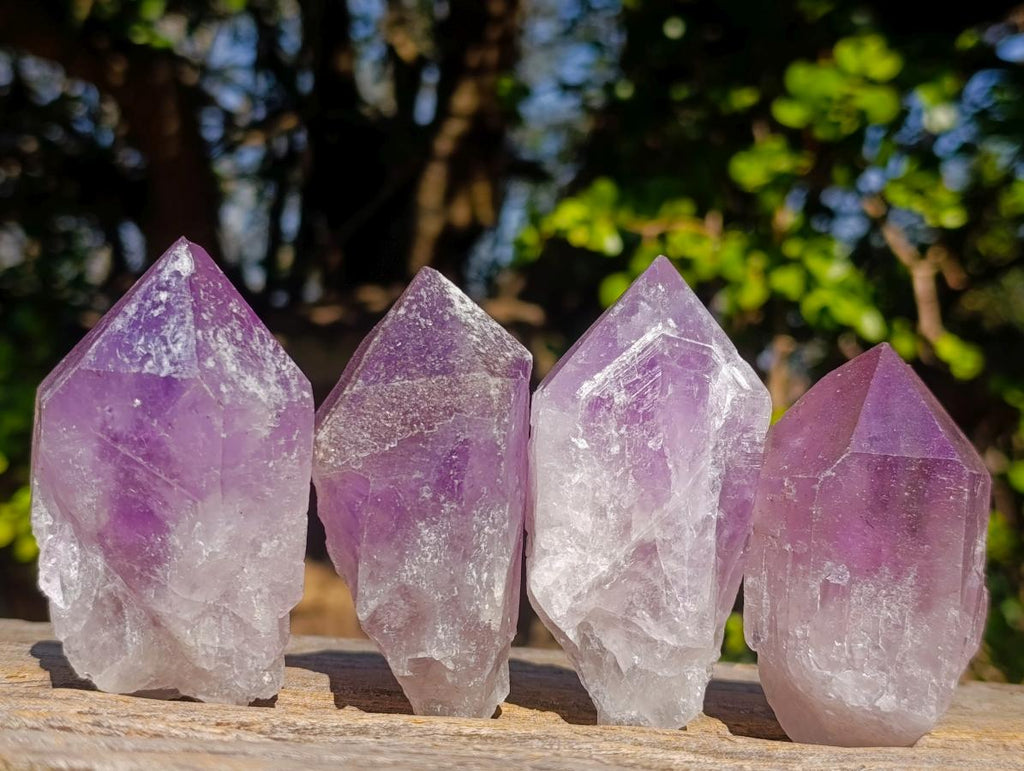 Natural Jacaranda Amethyst Single Crystals x 12 From Mumbwa, Zambia - Toprock Gemstones and Minerals 